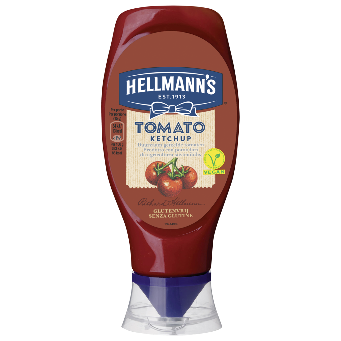 Hellmann’s Real Tomato Ketchup Top Down 430 ml - Hellmann’s Top Down: la soluzione pratica per servire la tue salse, si conservano a temperatura ambiente.